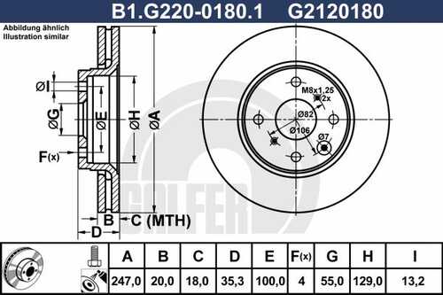 Тормозной диск GALFER B1-G220-0180-1