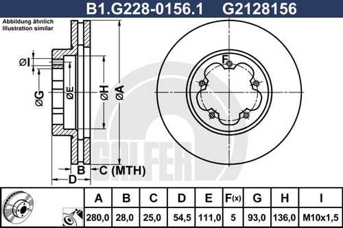 Диск торм. пер.вент.280x28 5 отв GALFER B1-G228-0156-1