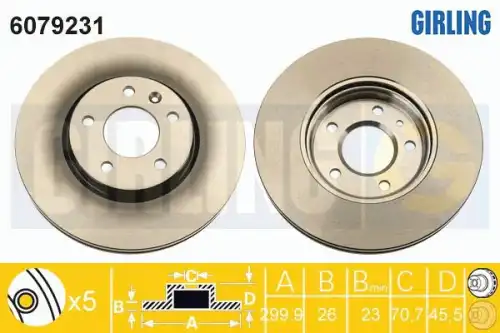 Диск тормозной chevrolet cruze/opel astra j r16 09- передний d 300мм. GIRLING 6079231