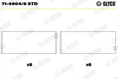71-4904/6 std вкладыши шатунные к-т на 6 цил std GLYCO 71-4904/6 STD