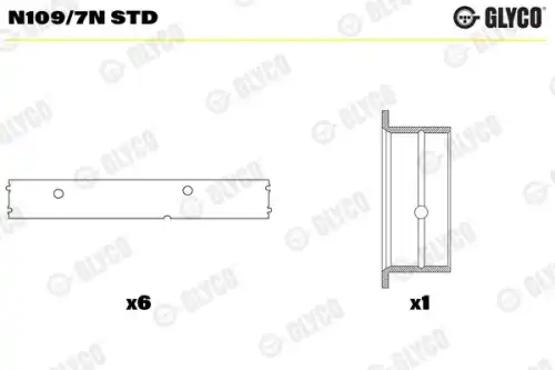 N109/7n std вкладыши распредвала к-кт std 6 цил. GLYCO N109/7N STD
