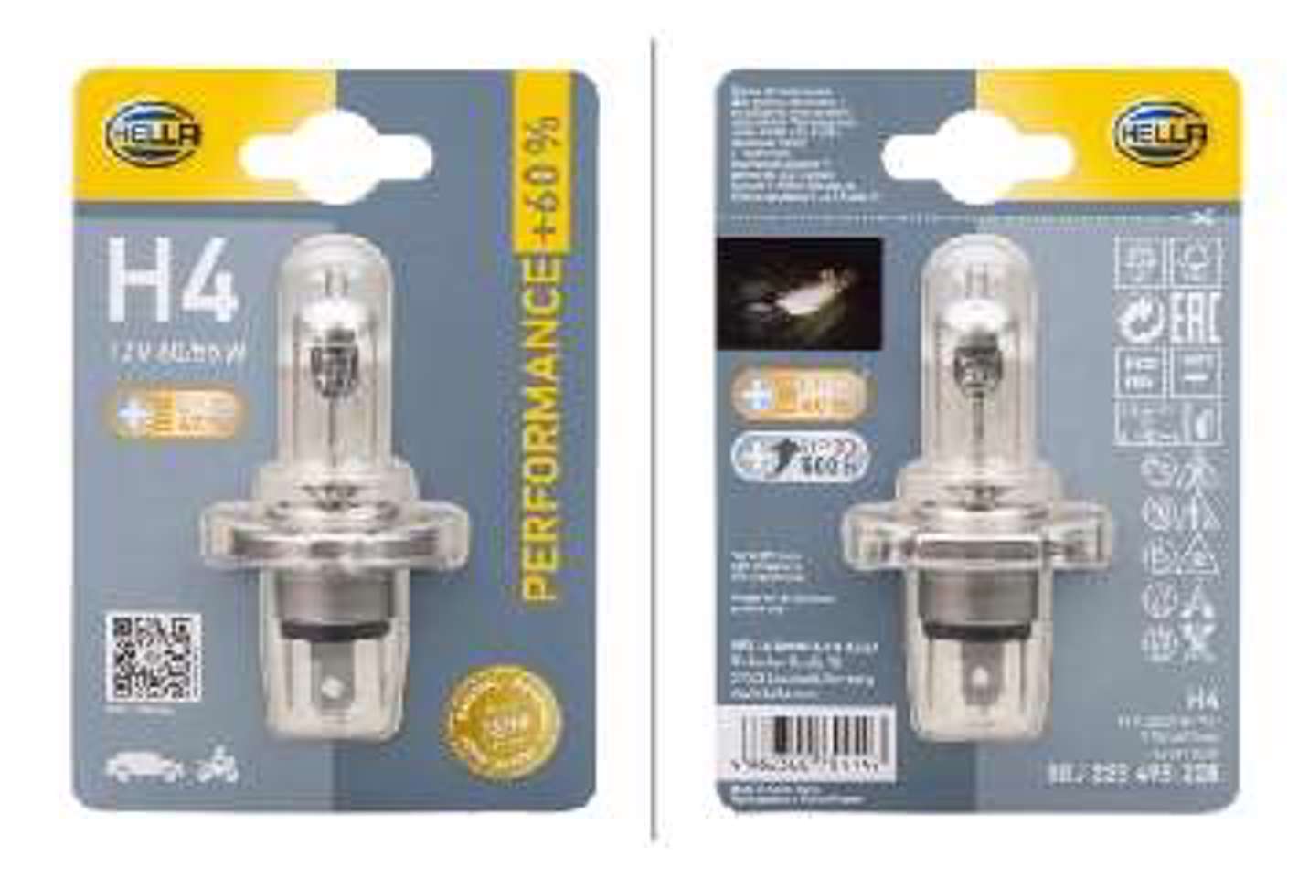 Лампа накаливания h4 12v 60/55w p43t + HELLA/BEHR/PAGID 8GJ223498-228