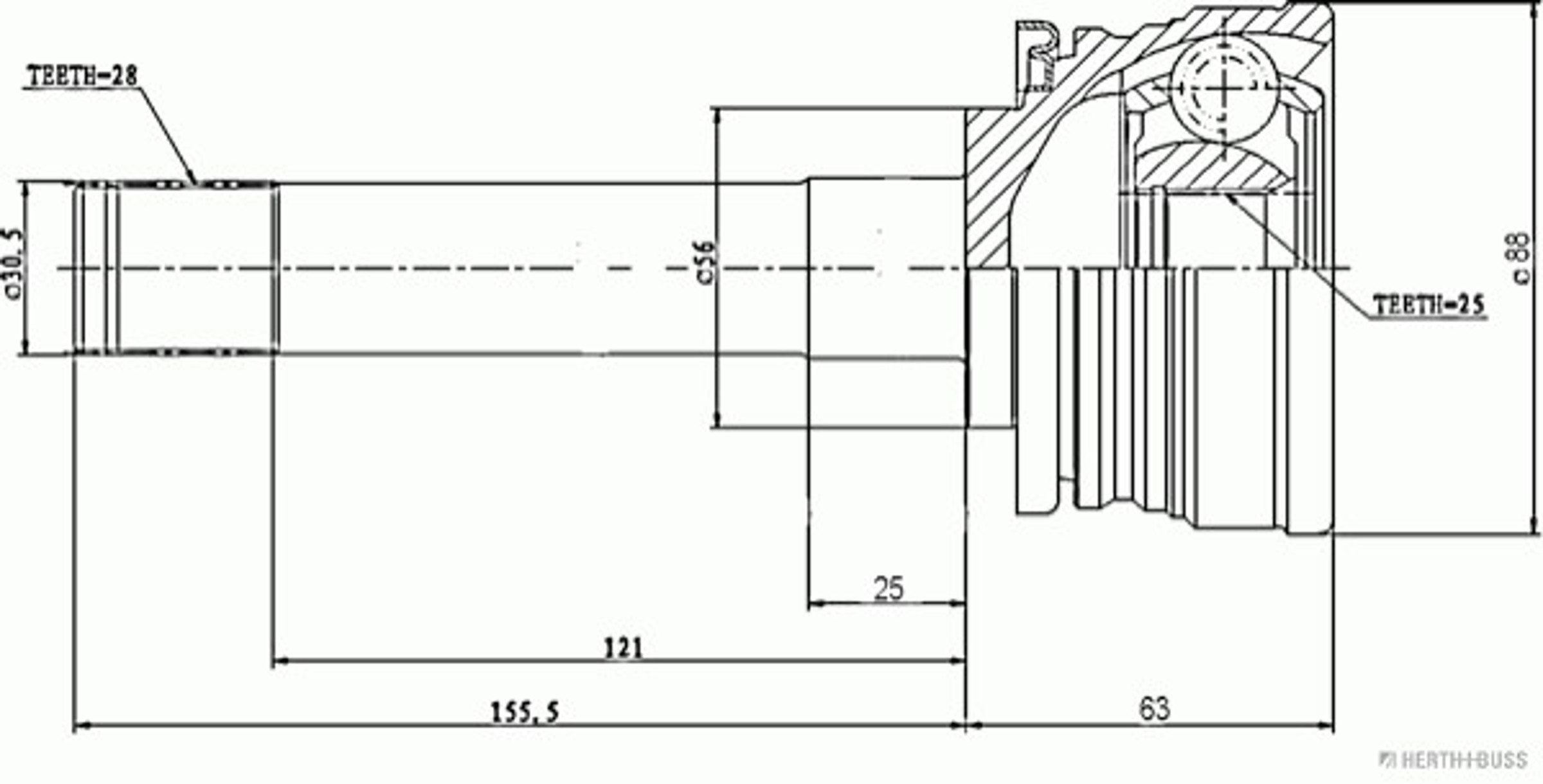 Шрус HERTH+BUSS JAKOPARTS J2825007
