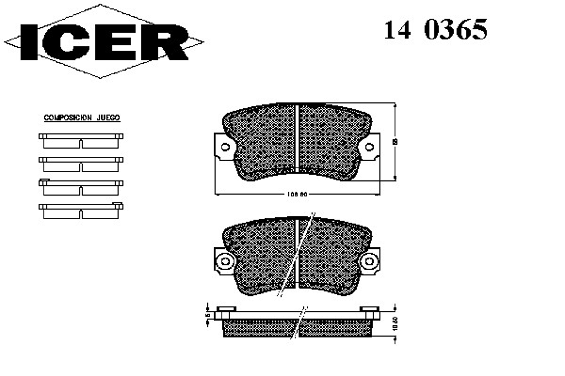 Колодки тормозные дисковые ICER 140365