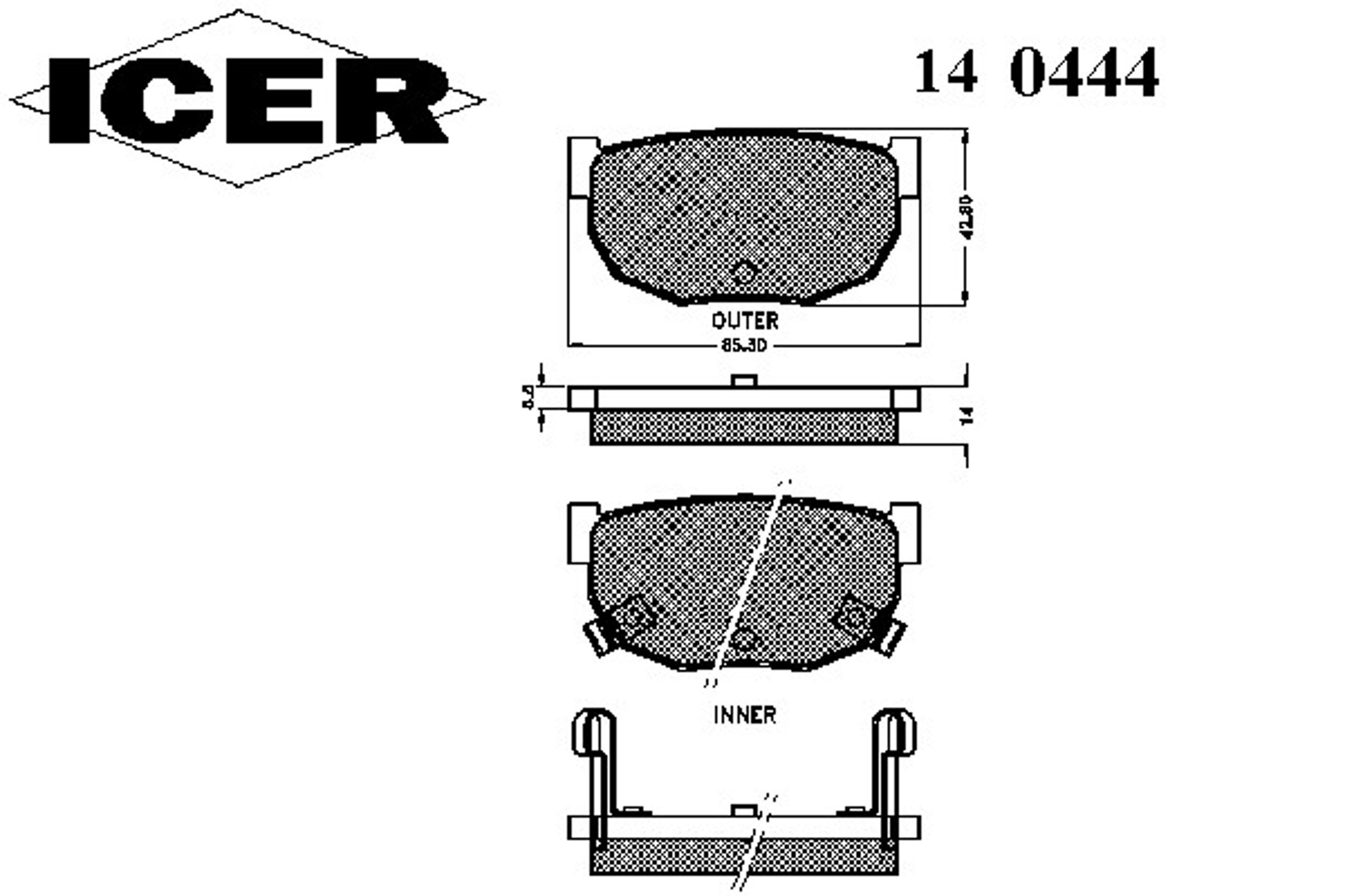 Колодки тормозные дисковые ICER 140444