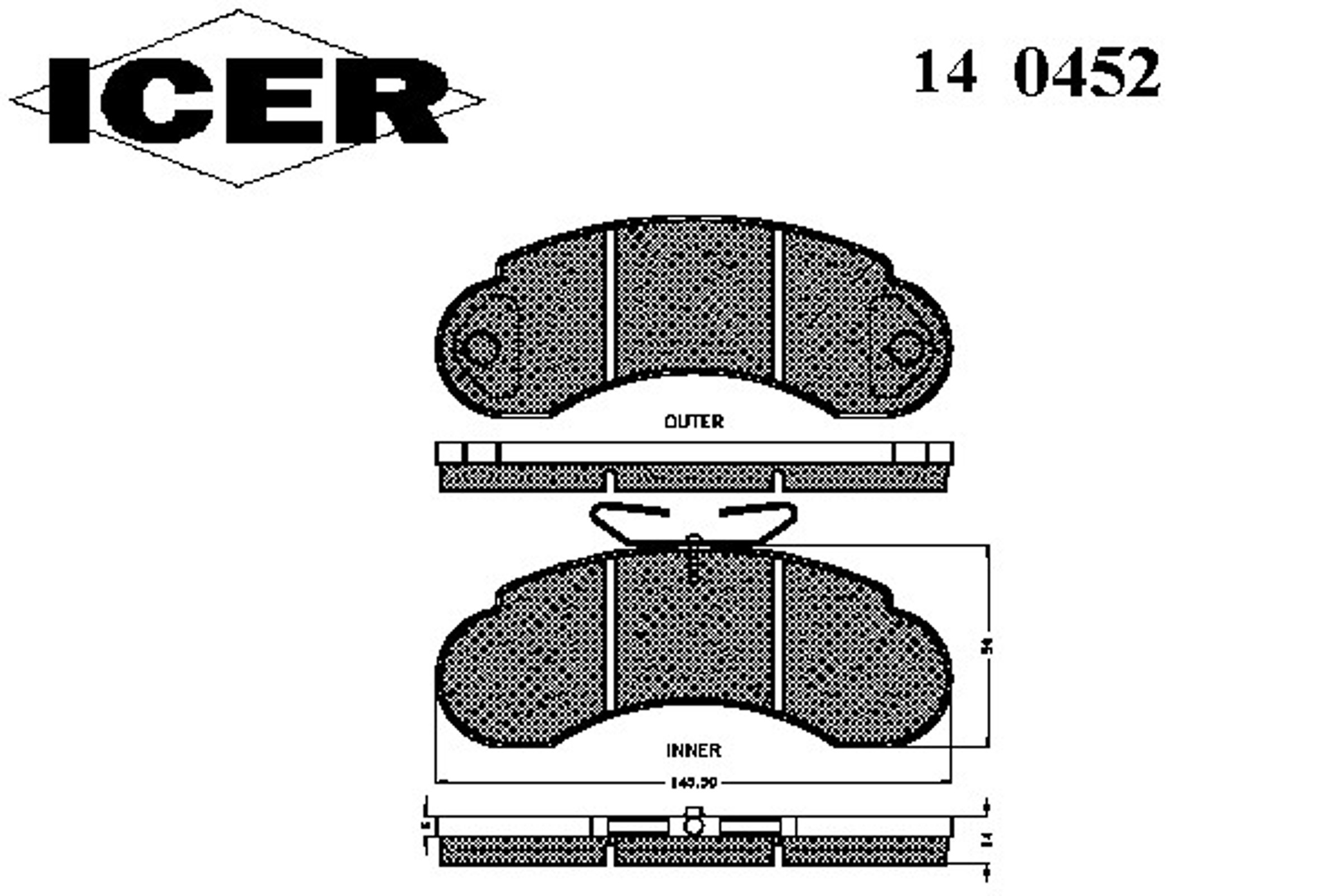 Колодки тормозные дисковые ICER 140452