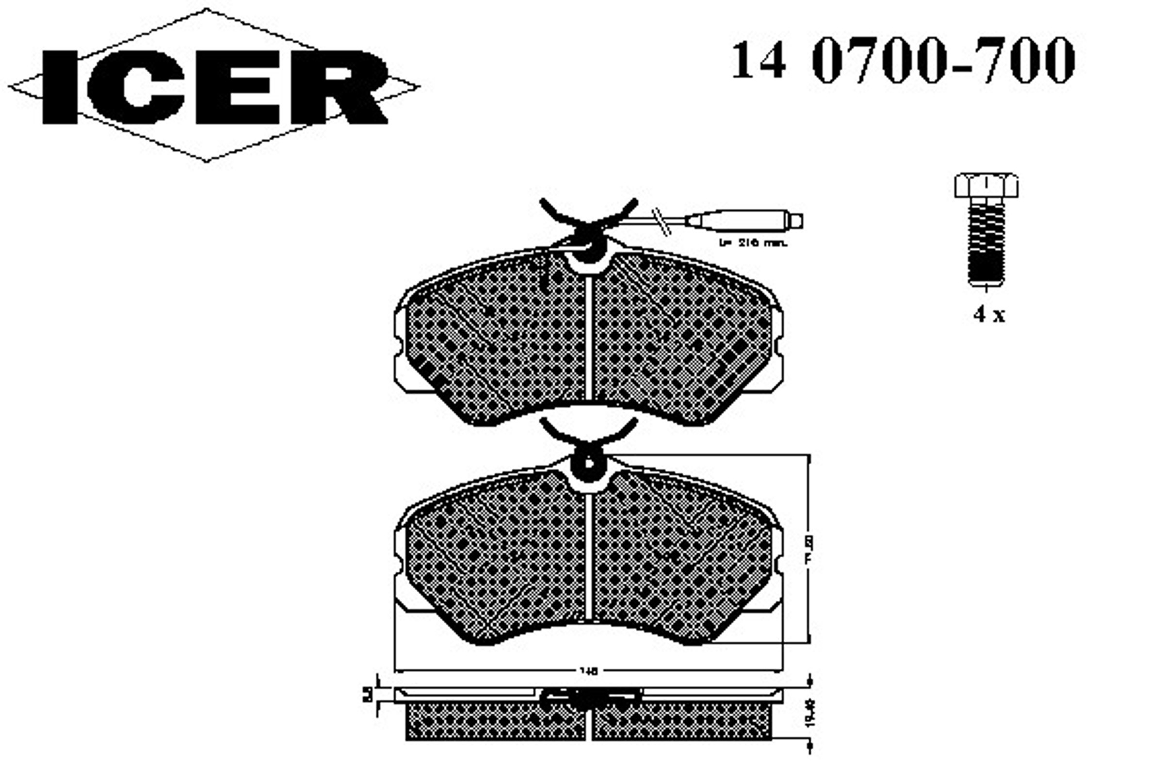 Колодки тормозные дисковые ICER 140700-700