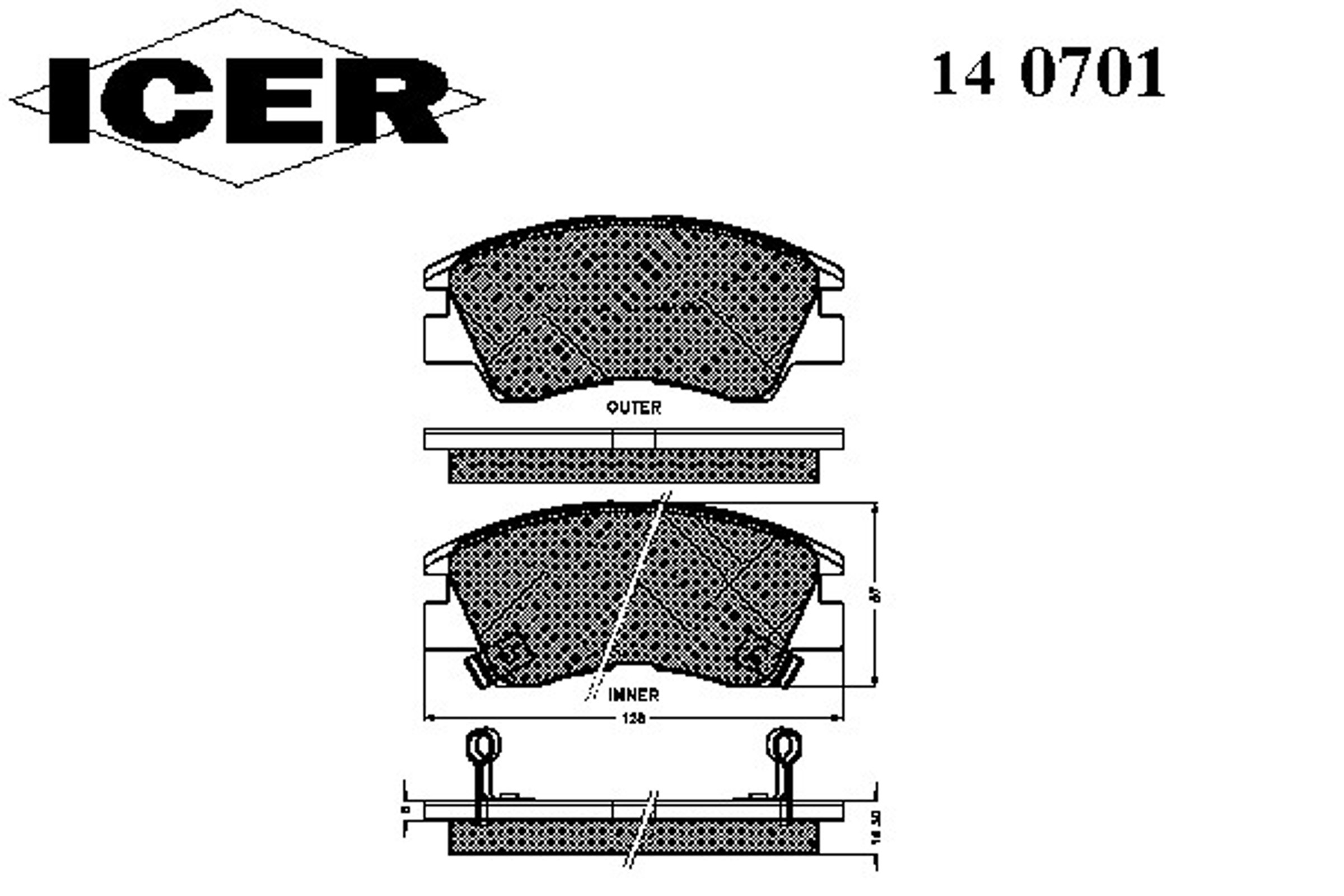 Колодки тормозные дисковые ICER 140701