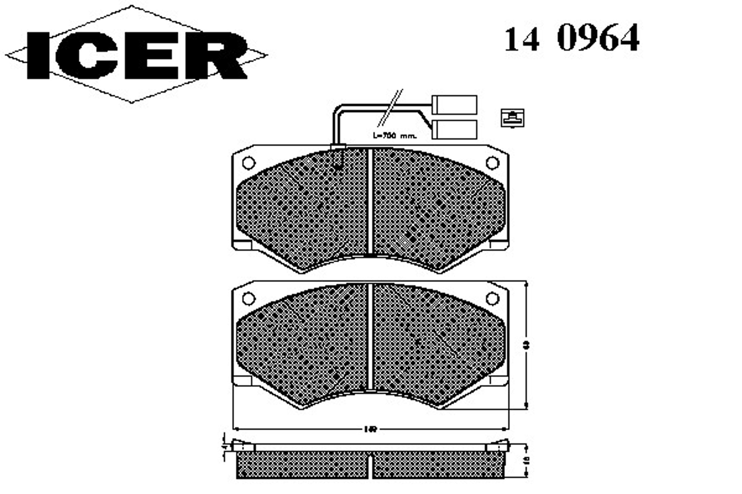 Колодки тормозные дисковые ICER 140964