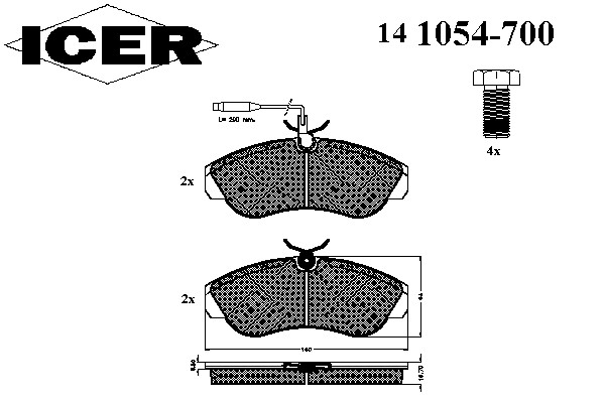 Колодки тормозные дисковые ICER 141054-700