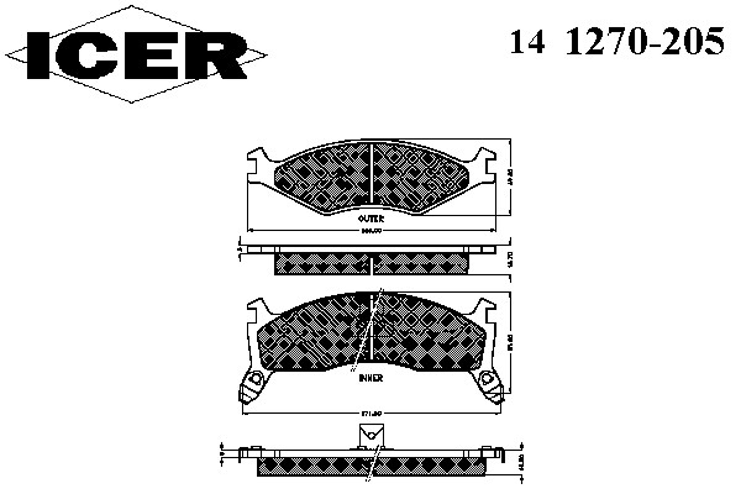 Колодки тормозные дисковые ICER 141270-205