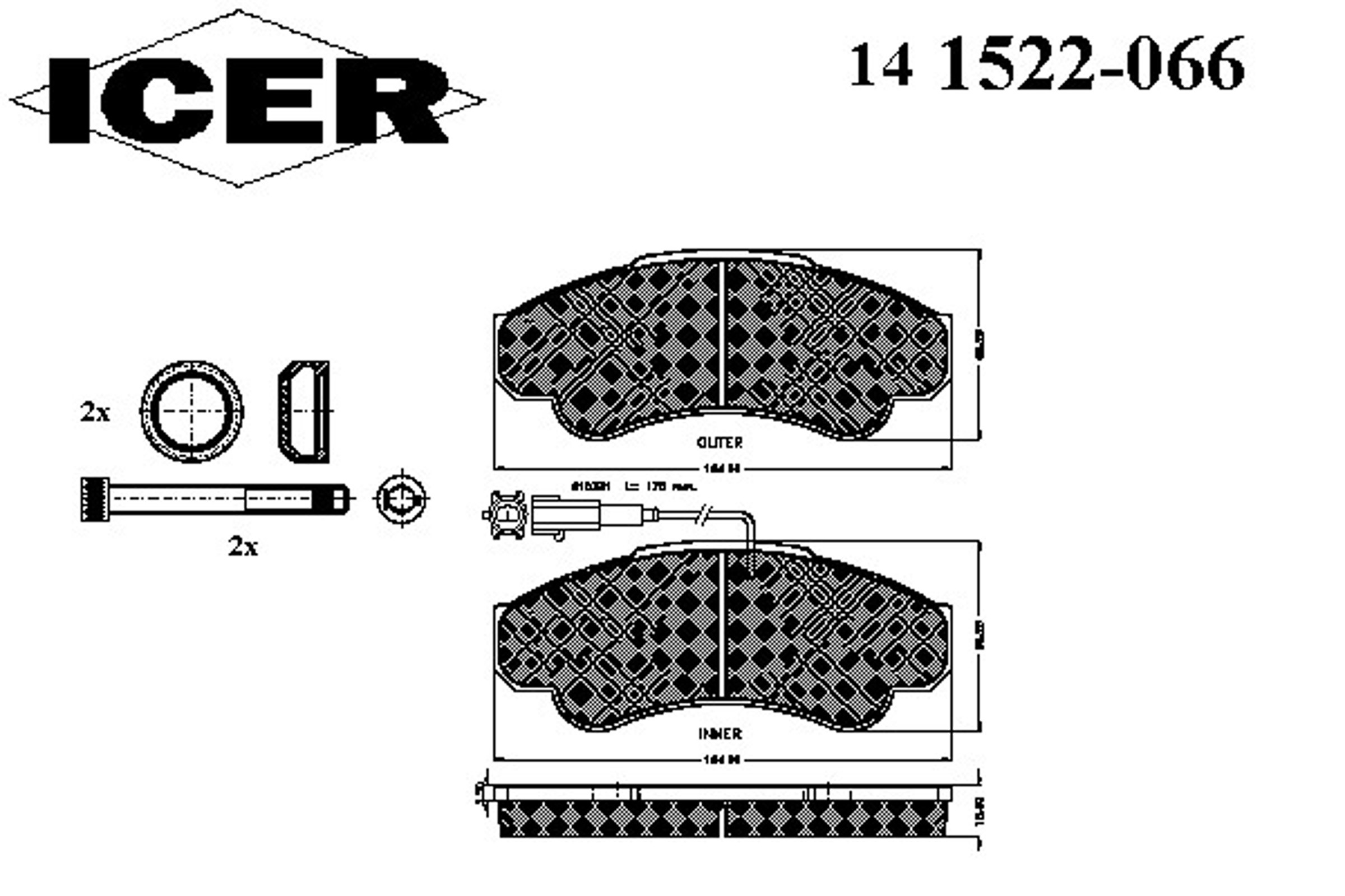 Комплект тормозных колодок дисковый тормоз ICER 141522-066