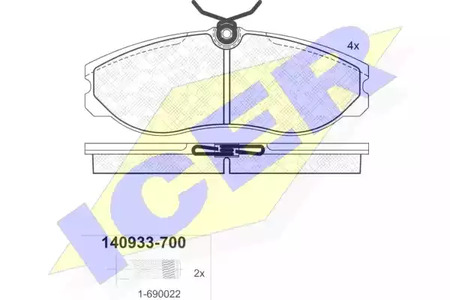 Комплект тормозных колодок дискового тормоза ICER 140933-700