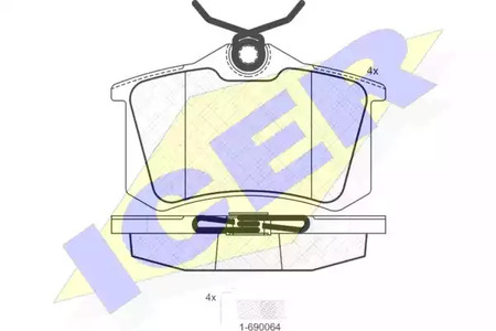 Комплект тормозных колодок дискового тормоза ICER 180697-703