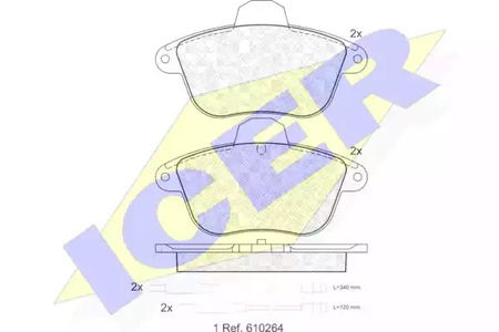 Комплект передних тормозных колодок ICER 180856