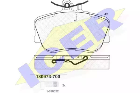 Комплект тормозных колодок дискового тормоза ICER 180973-700