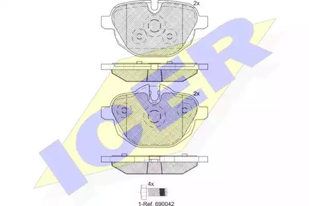 Комплект тормозных колодок дискового тормоза ICER 182004