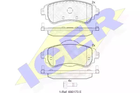 Комплект тормозных колодок дискового тормоза ICER 182027