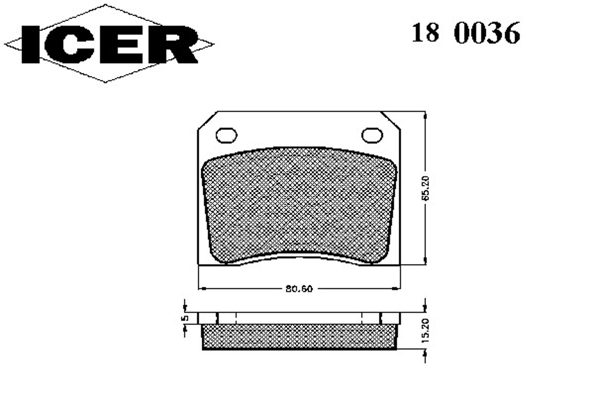 Колодки тормозные дисковые ICER 180036