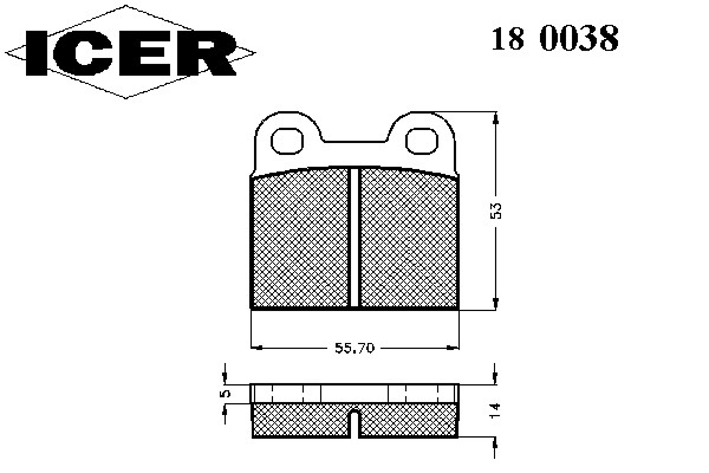 Колодки тормозные дисковые ICER 180038