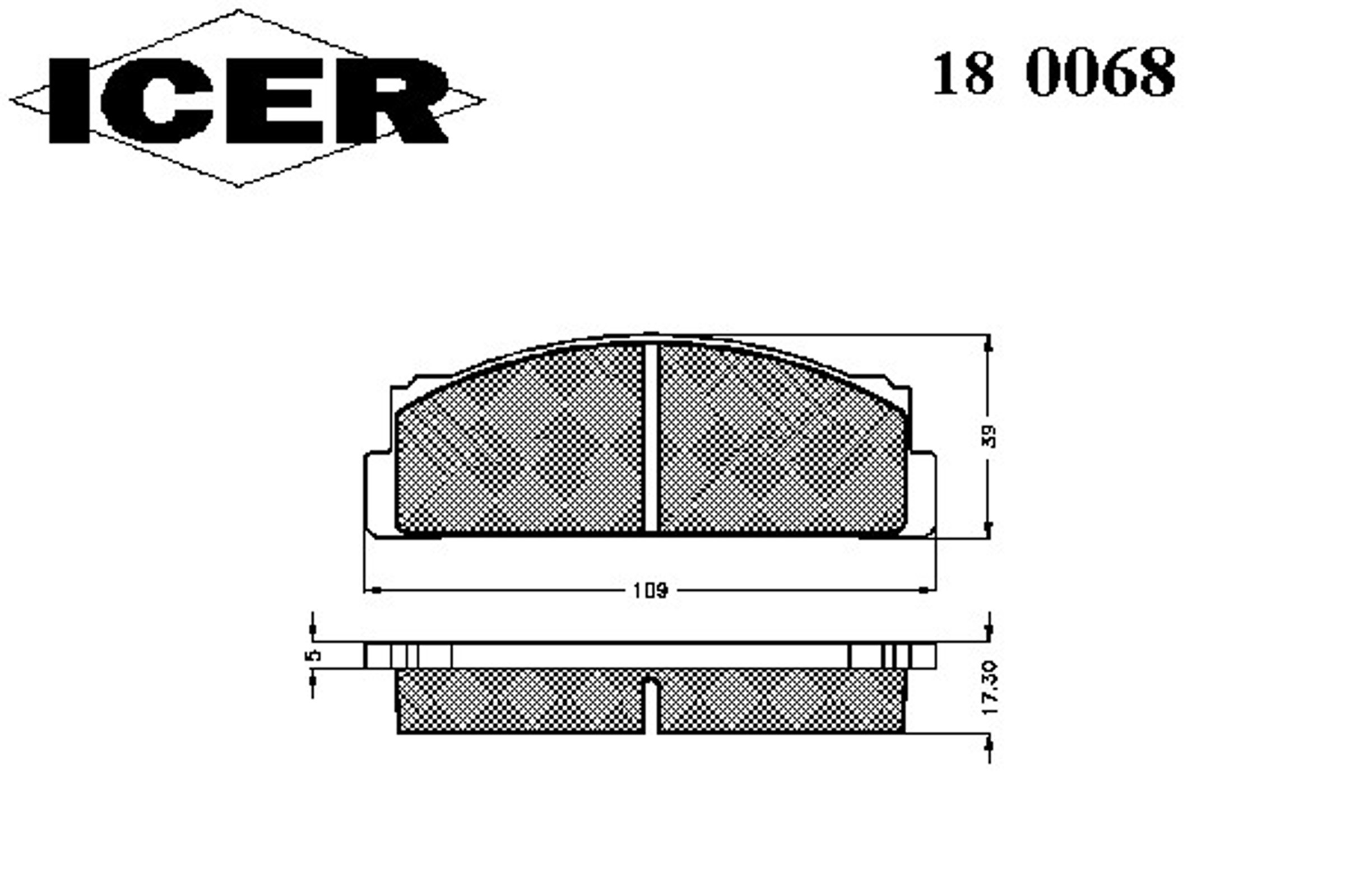 Комплект тормозных колодок дисковый тормоз ICER 180068
