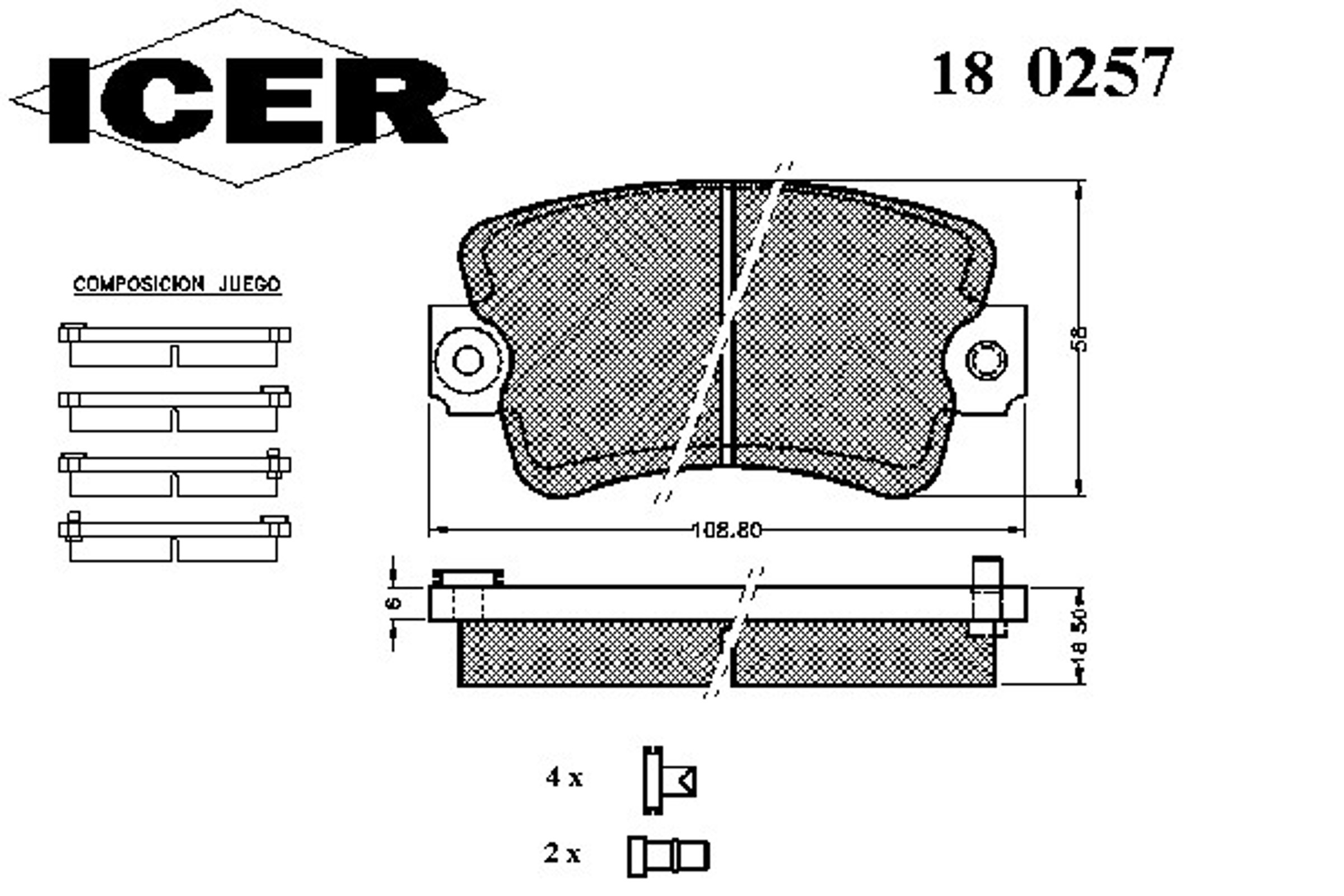 Колодки тормозные дисковые ICER 180257