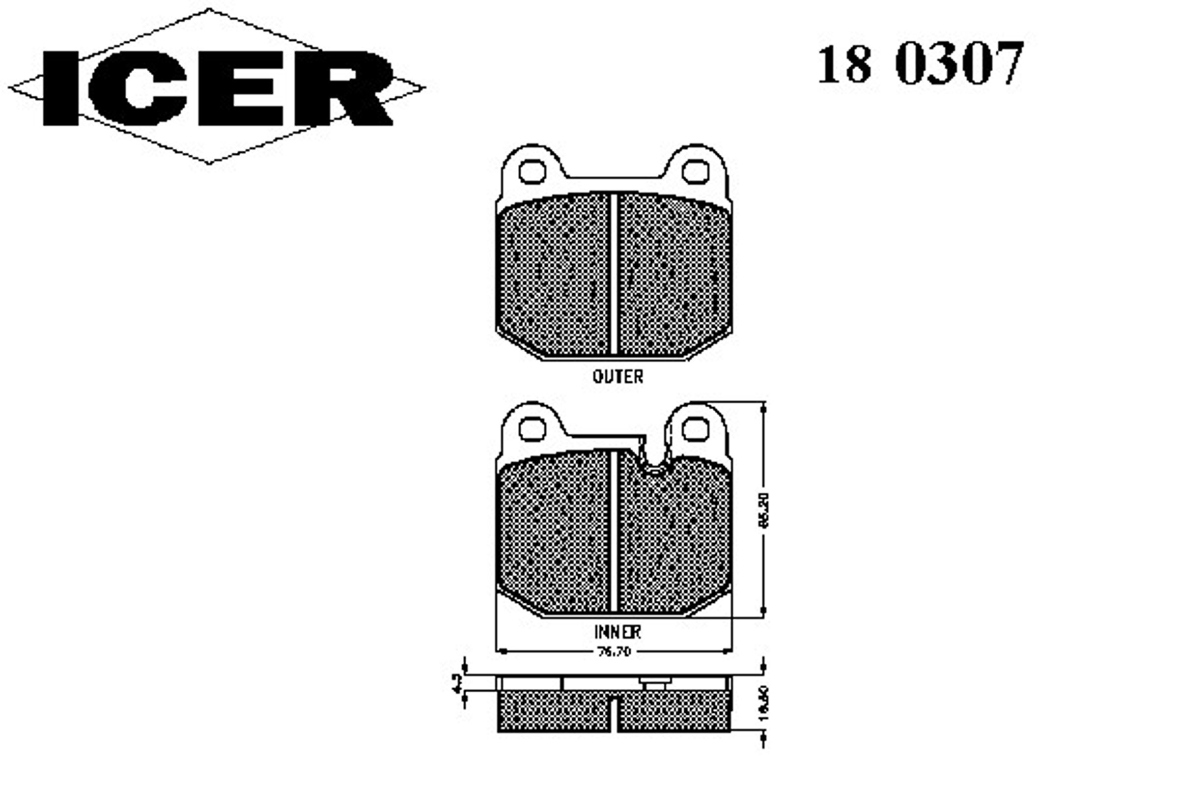 Тормозные колодки ICER 180307