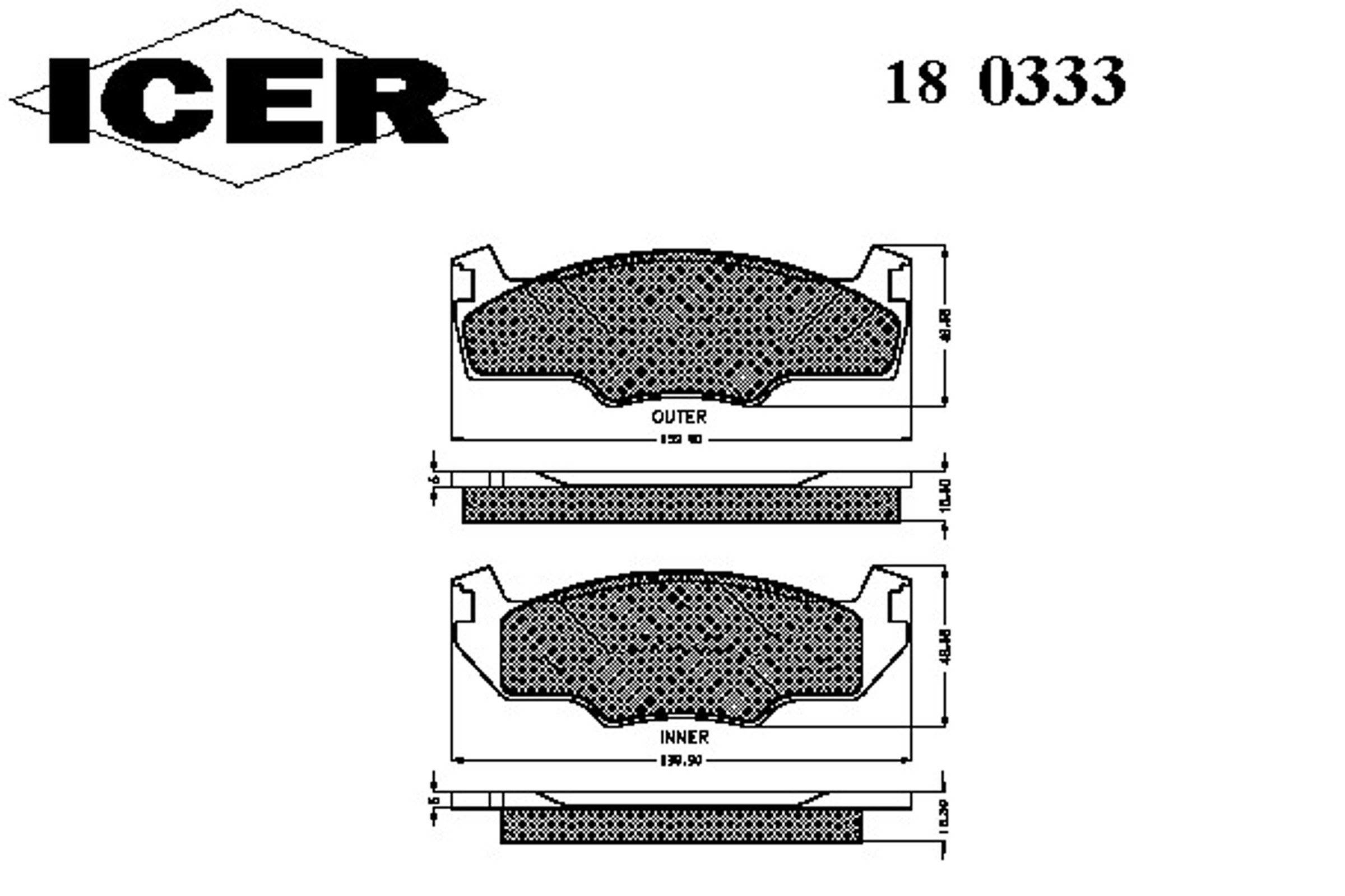 Колодки тормозные дисковые ICER 180333
