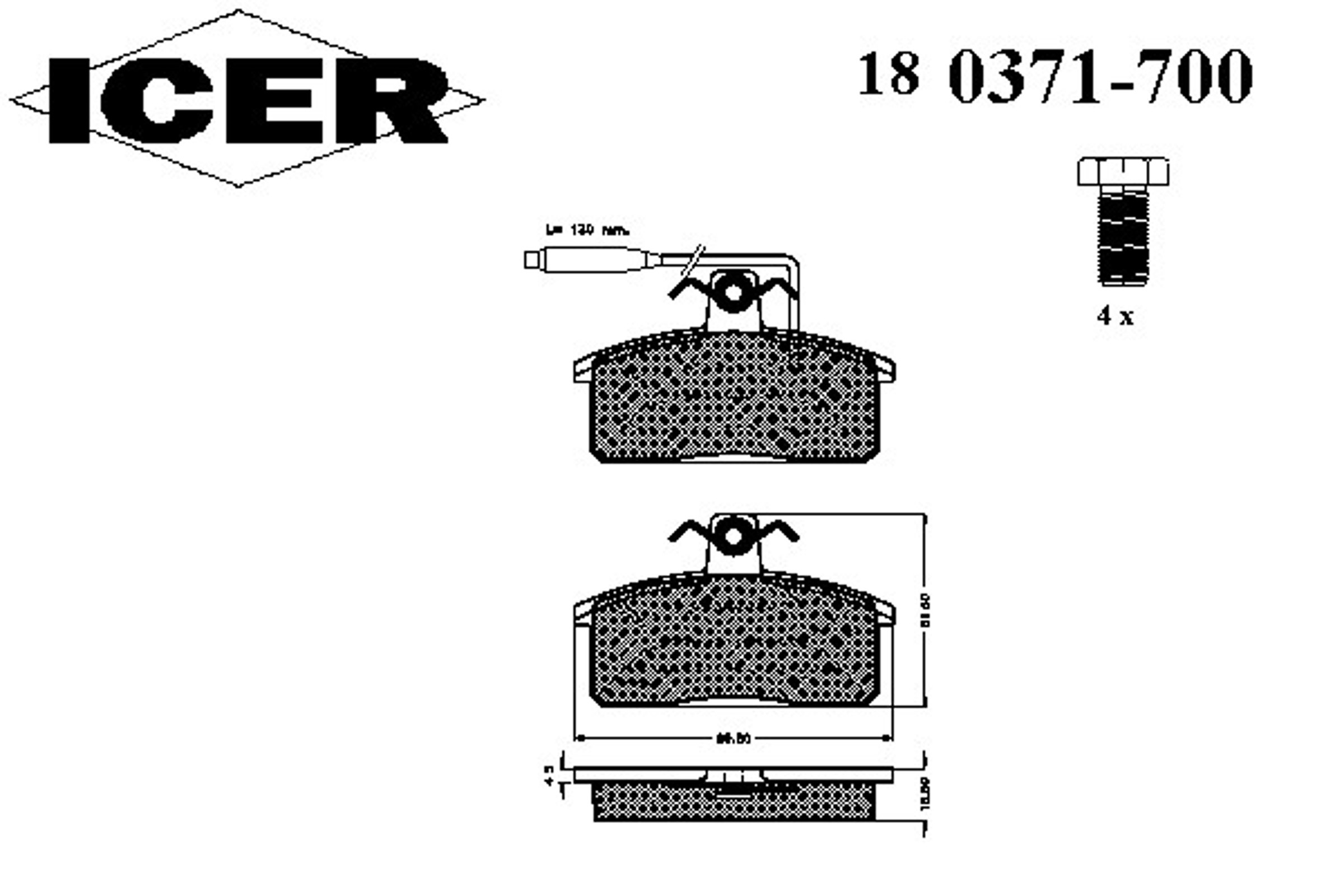 Колодки тормозные дисковые ICER 180371-700