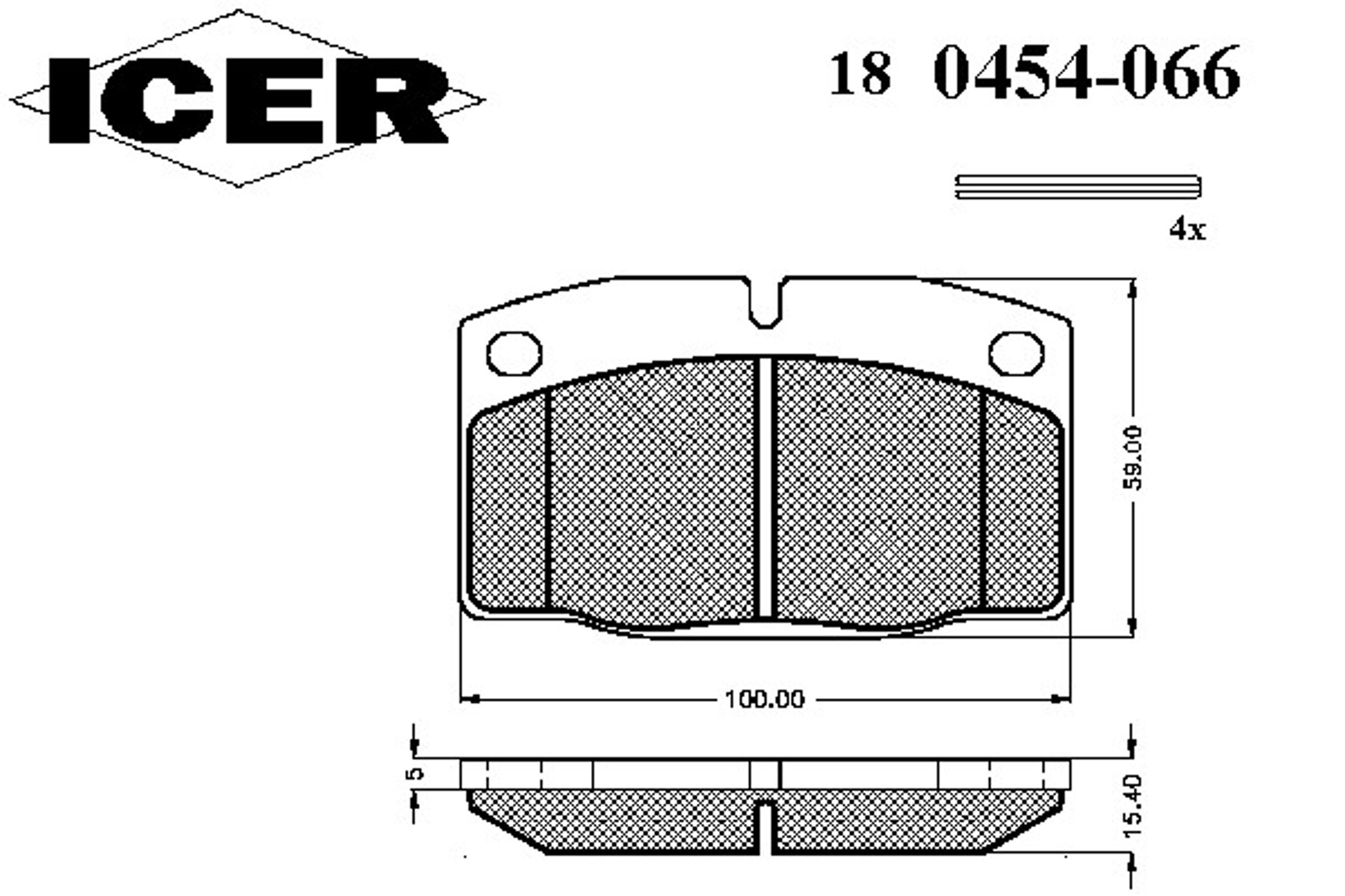 Комплект тормозных колодок дисковый тормоз ICER 180454-066