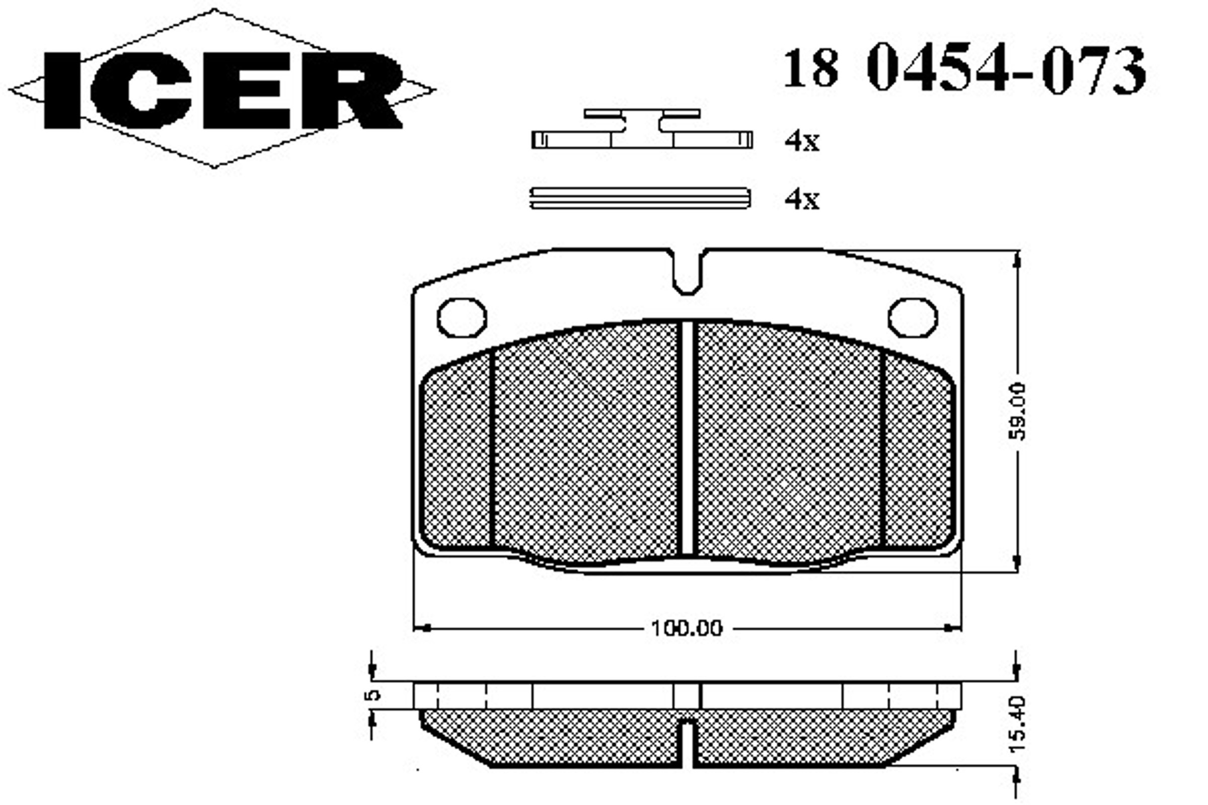Комплект тормозных колодок дисковый тормоз ICER 180454-073