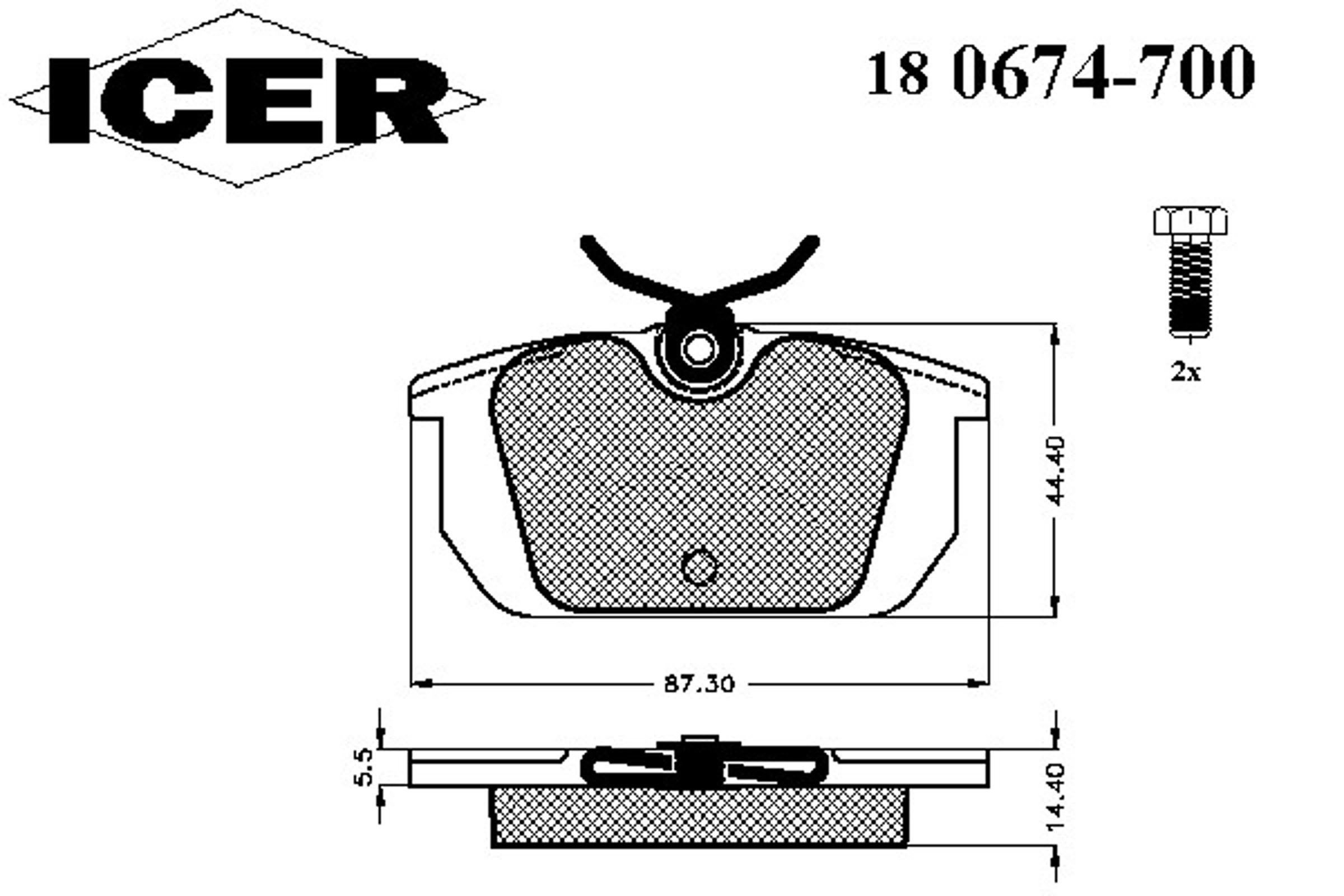 Колодки тормозные дисковые ICER 180674-700
