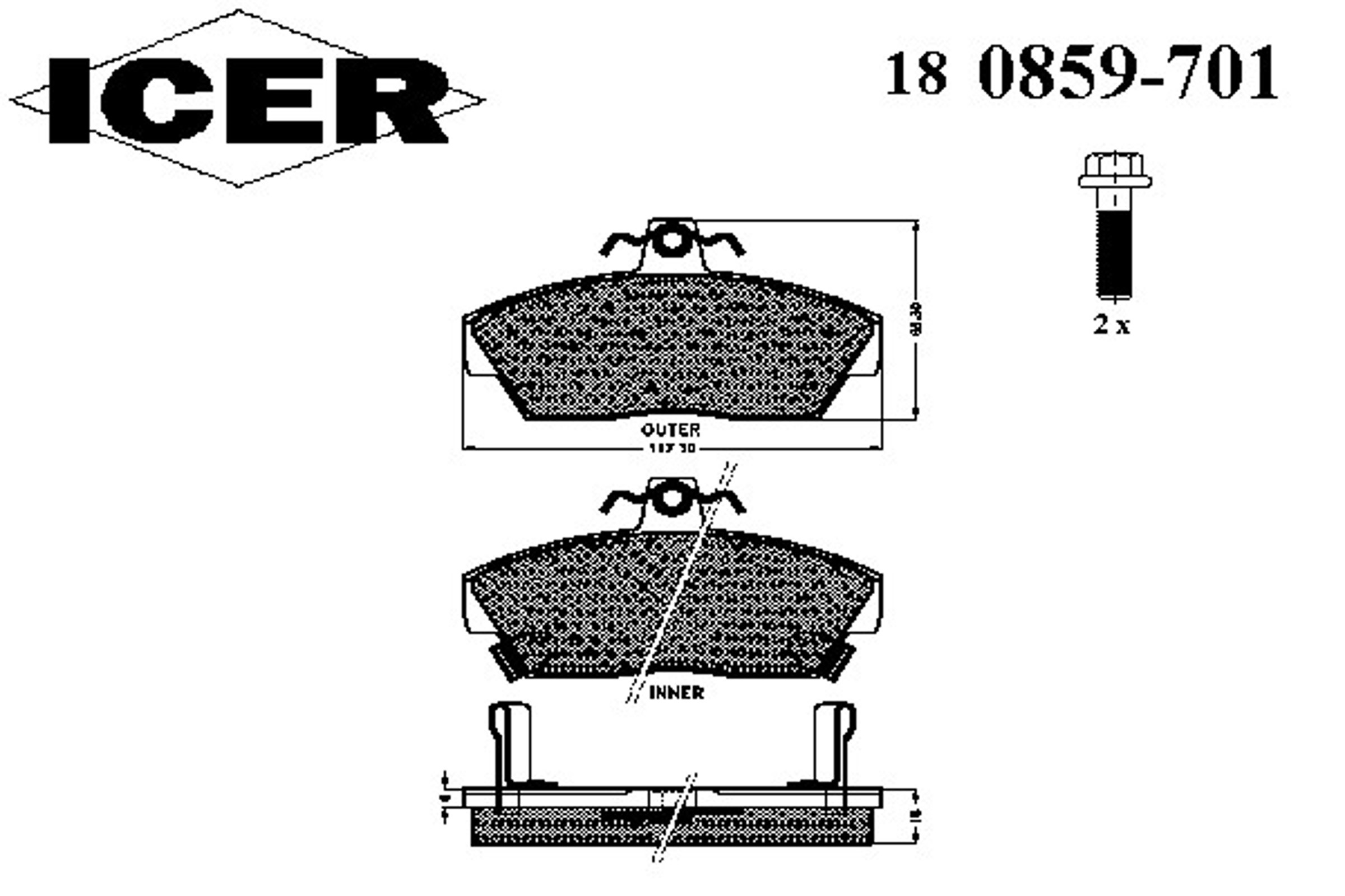 Колодки тормозные дисковые ICER 180859-701