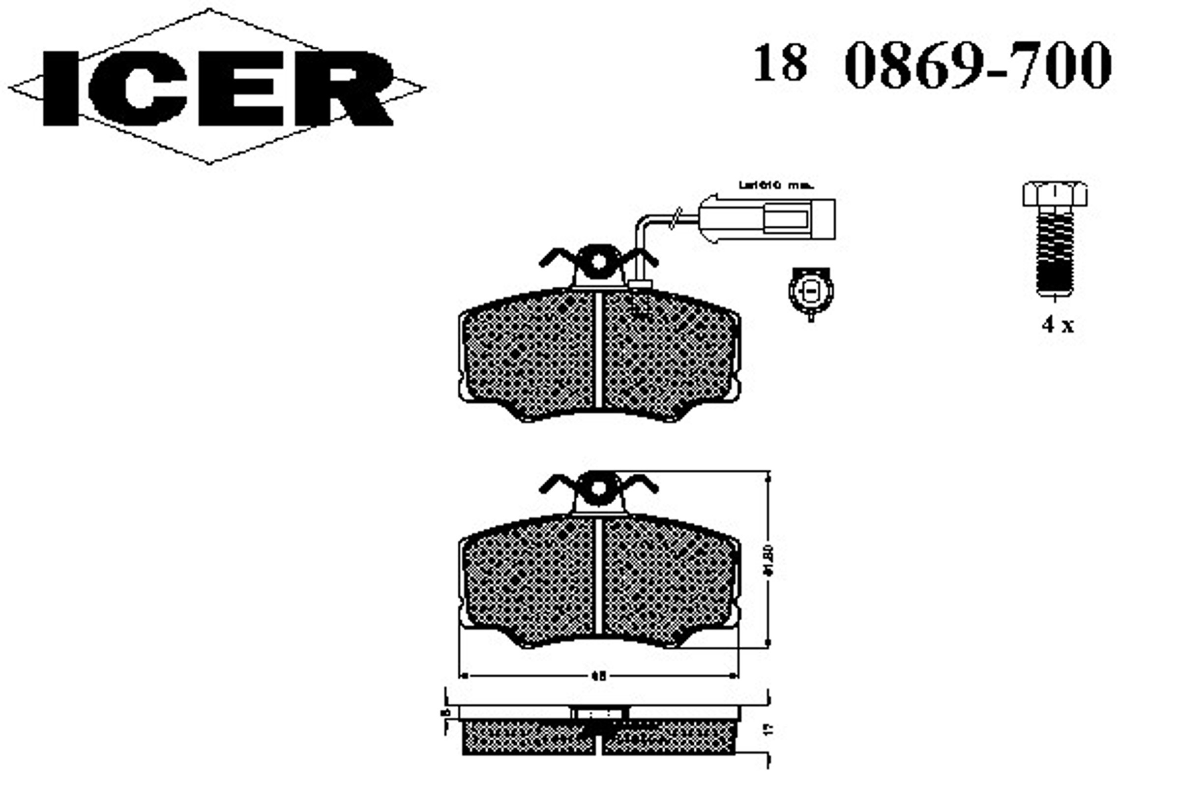Колодки тормозные дисковые ICER 180869-700