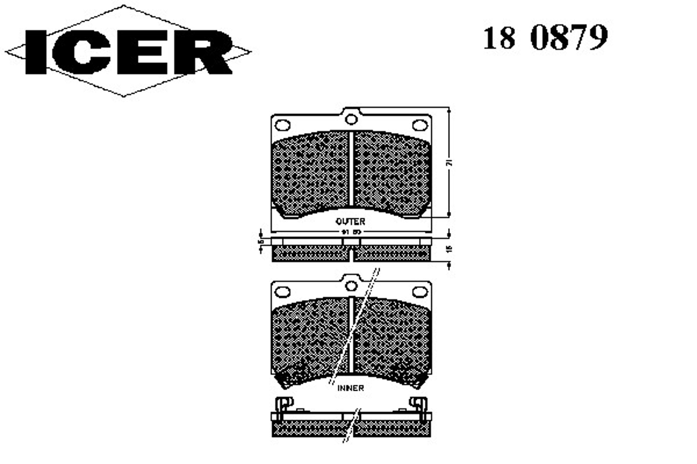 Колодки тормозные дисковые комплект ICER 180879
