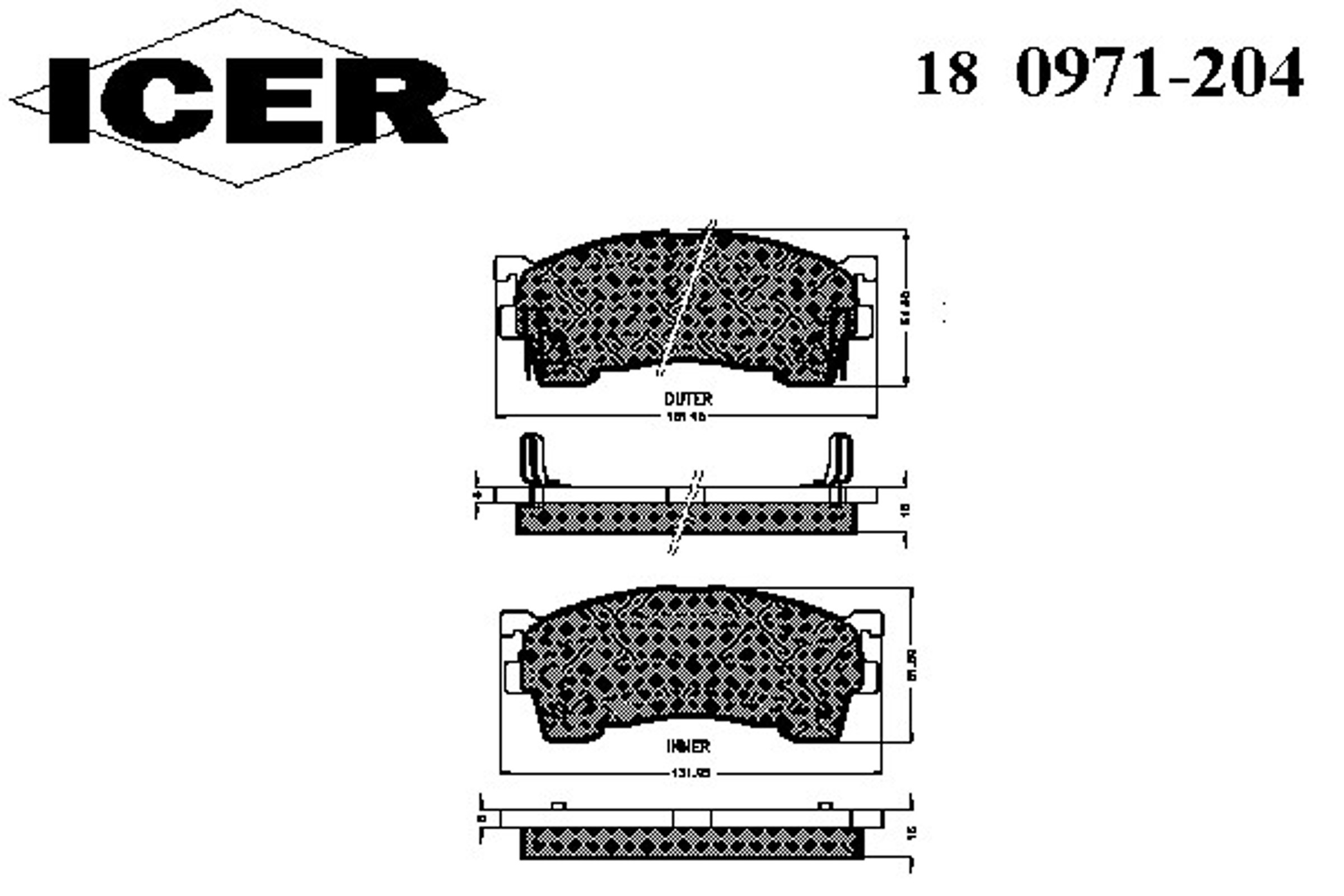 Колодки тормозные дисковые ICER 180971-204
