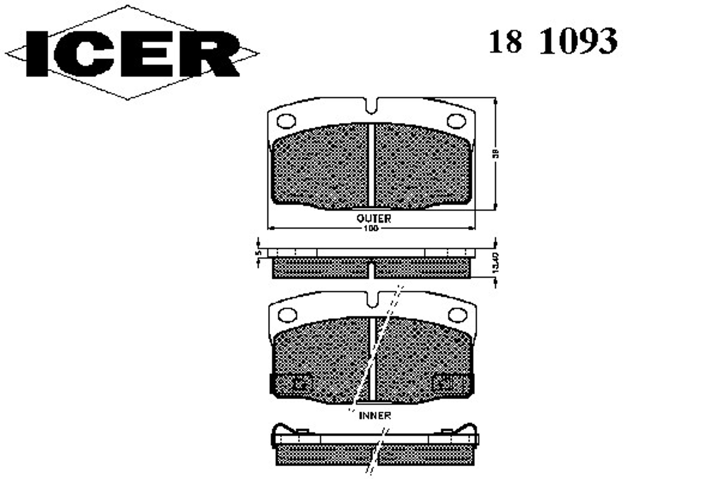Колодки тормозные ICER 181093