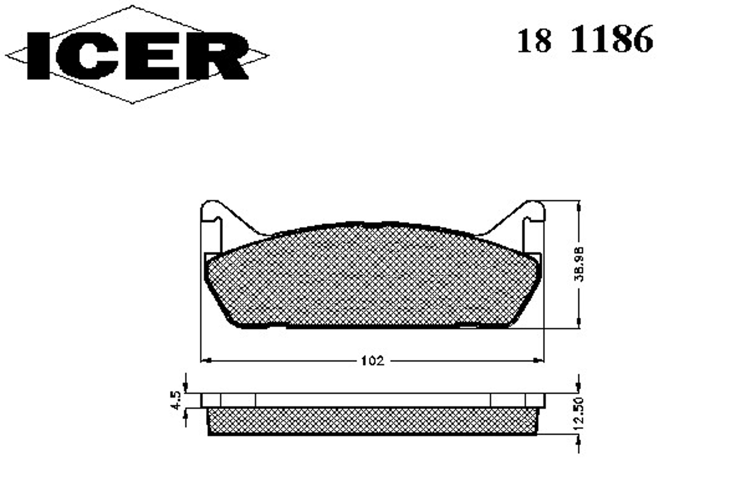 Колодка тормозная дисковая комплект ICER 181186