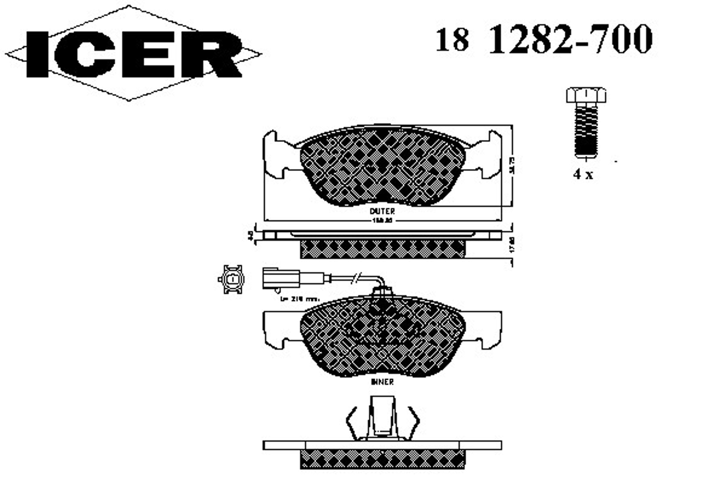 Колодки тормозные дисковые ICER 181282-700