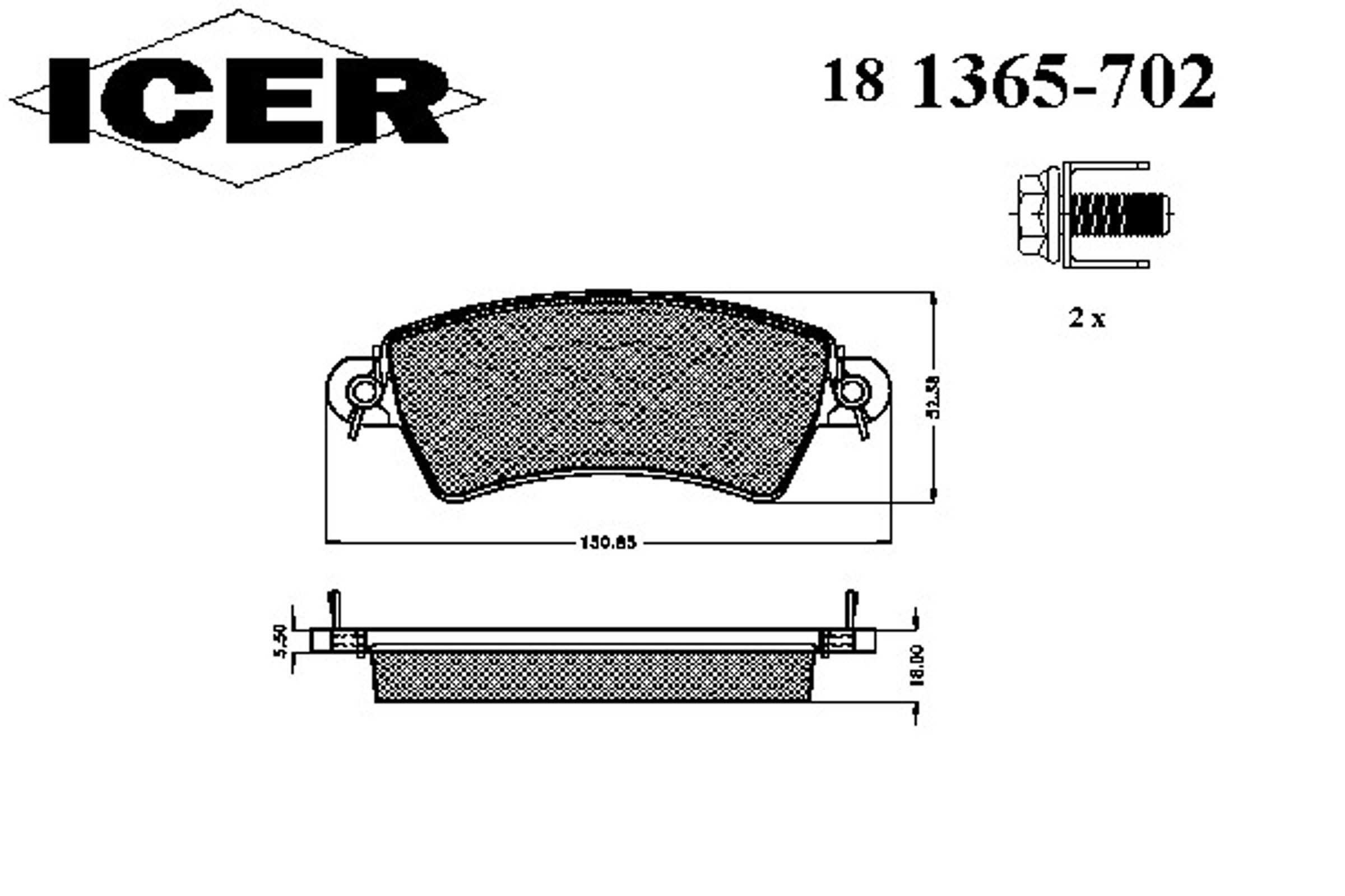 Колодки тормозные дисковые ICER 181365-702
