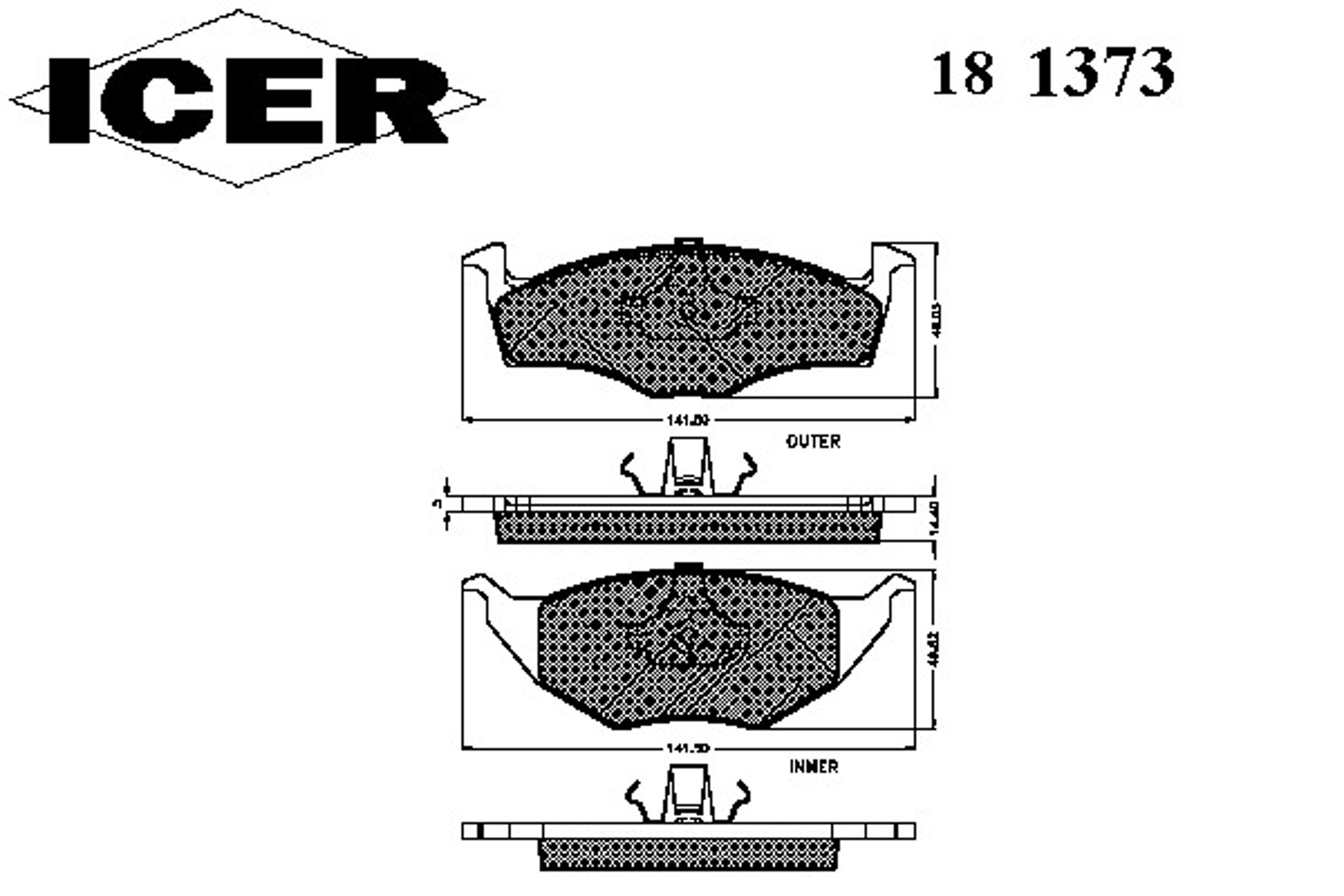 Колодки тормозные дисковые ICER 181373