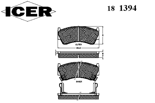 Колодки тормозные дисковые ICER 181394
