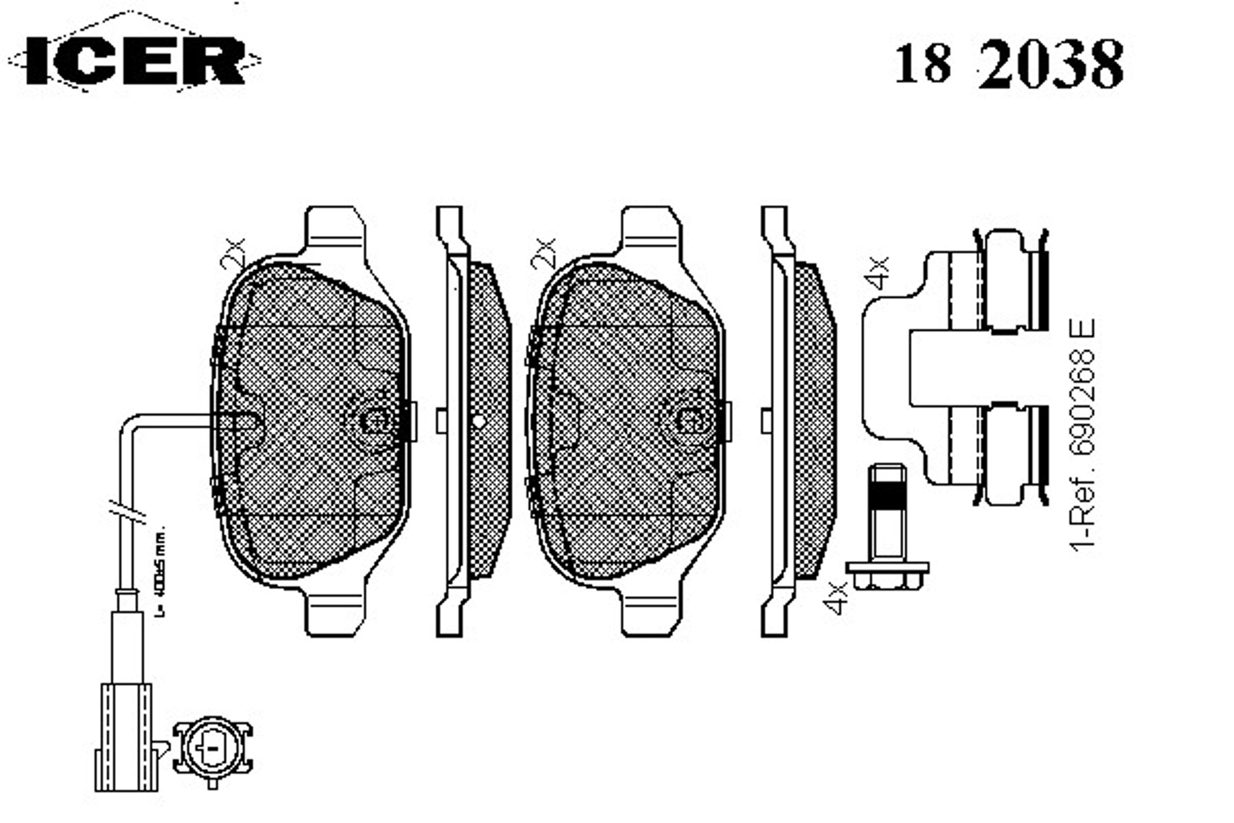 Колодки тормозные дисковые ICER 182038
