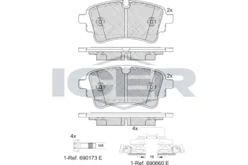 182256-208 колодки дисковые задние ICER 182256-208