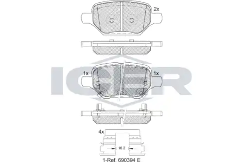 Колодки тормозные дисковые icer ICER 182370