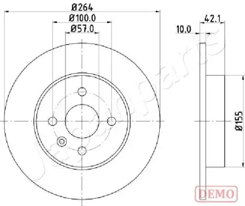 Dp-0407c диск тормозной opel astra h 05-/combo 01-/meriva 03-10 задний d 264мм. JAPANPARTS DP-0407C
