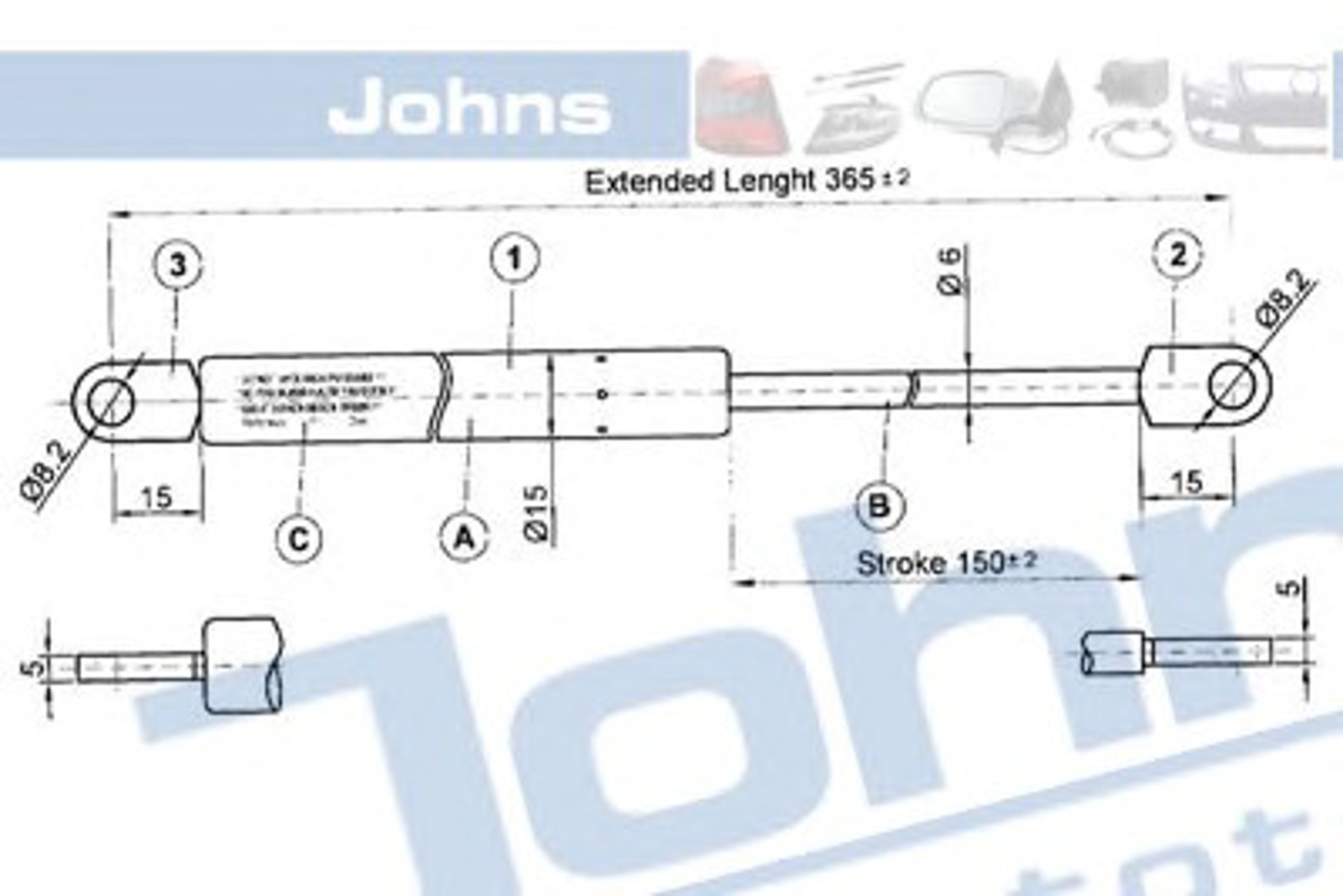 Амортизатор капота JOHNS 20 07 03-91