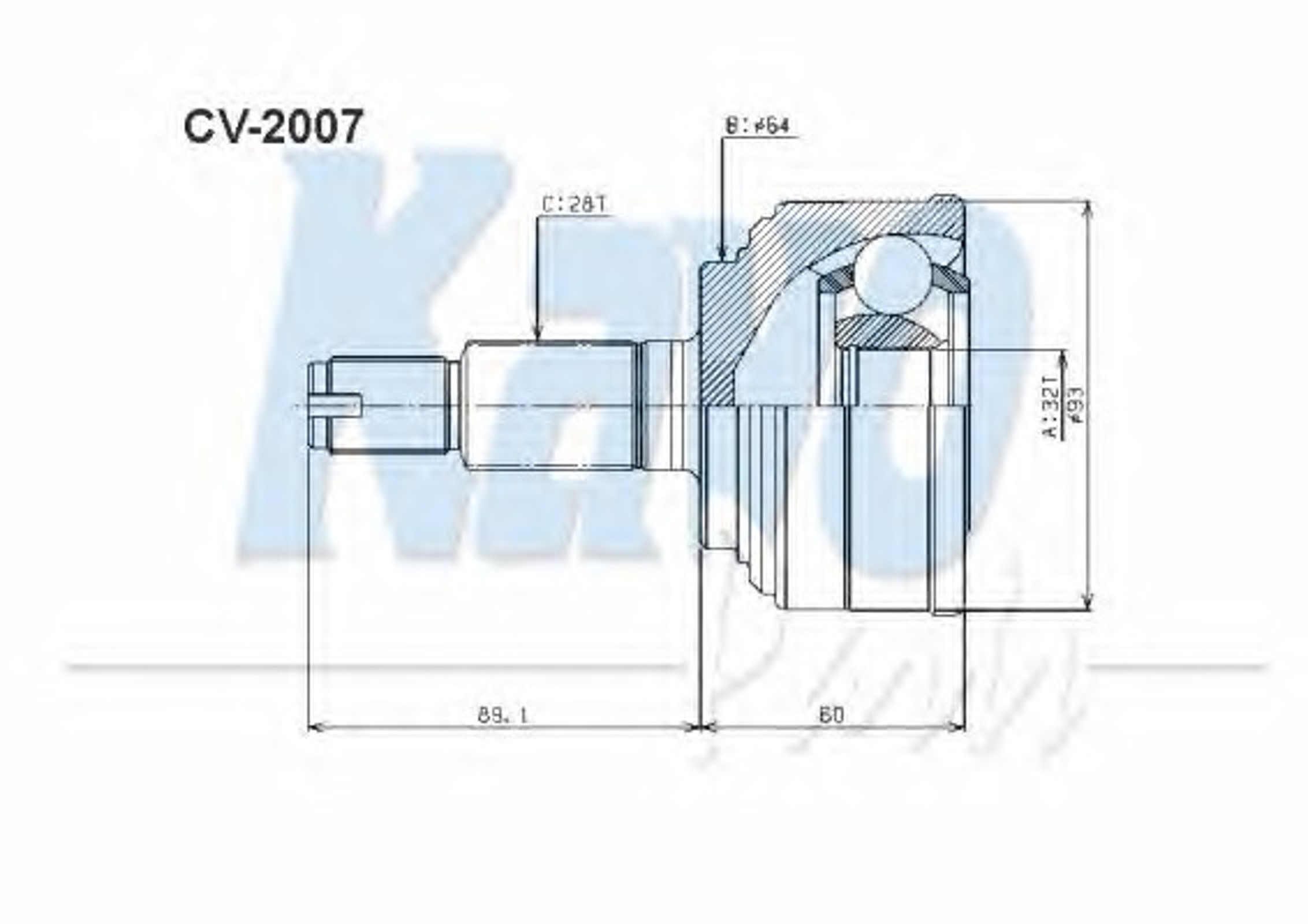 Шарнирный комплект приводной вал KAVO PARTS CV-2007