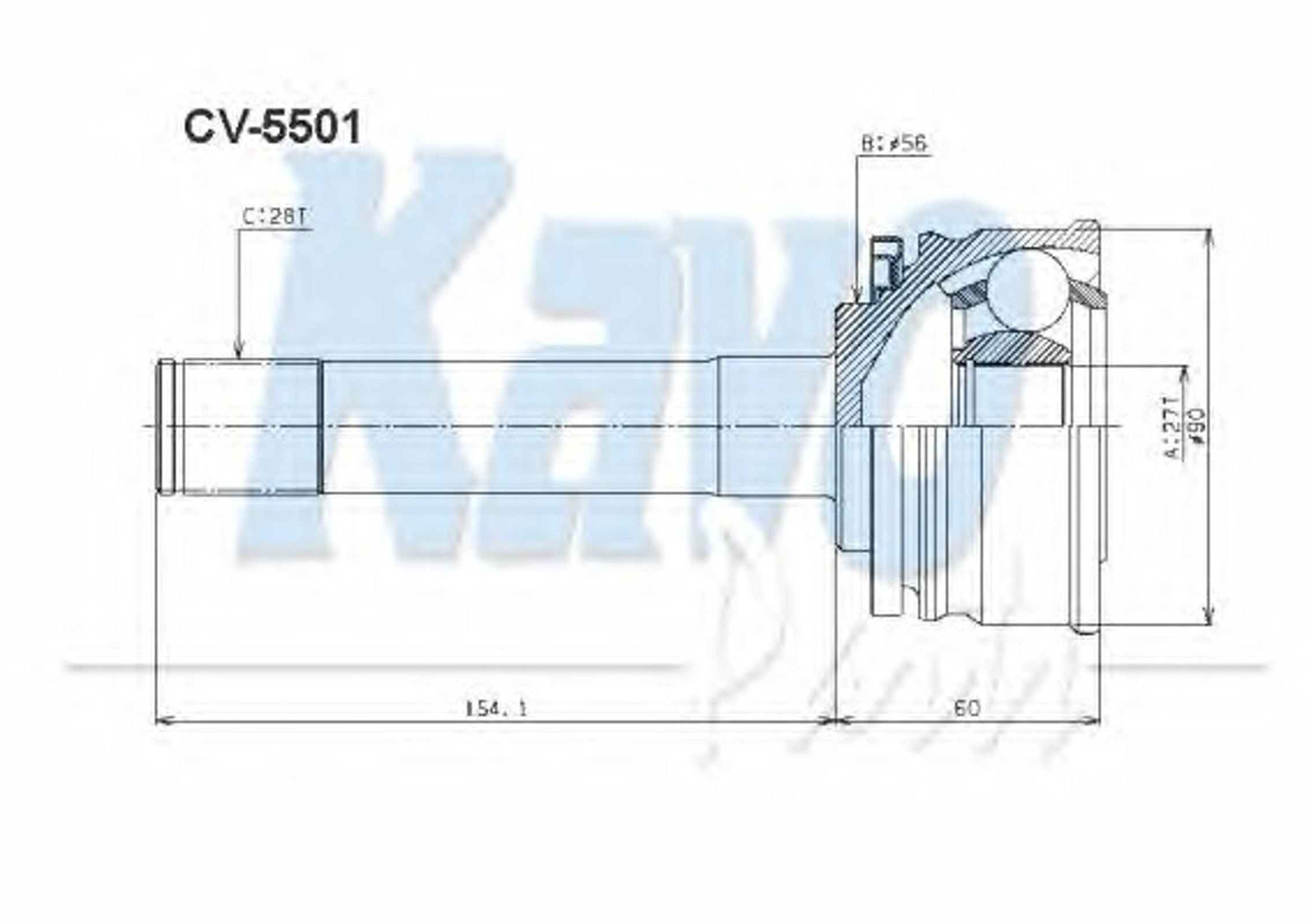 Шарнирный комплект приводной вал KAVO PARTS CV-5501