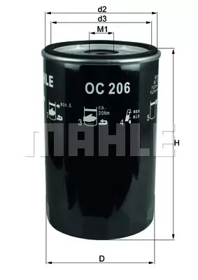 Масляный фильтр MAHLE/KNECHT OC206
